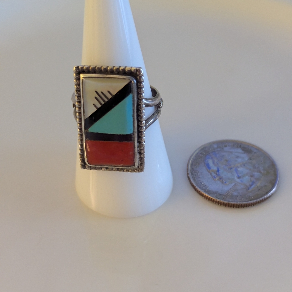 Vintage Zuni Multistone Ring Size 9 - Picture 9 of 9